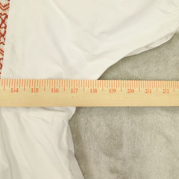 Madewell Embroidered White Poplin Puff‎ Sleeve V-Neck Mini Dress Size Small - Picture 7 of 10